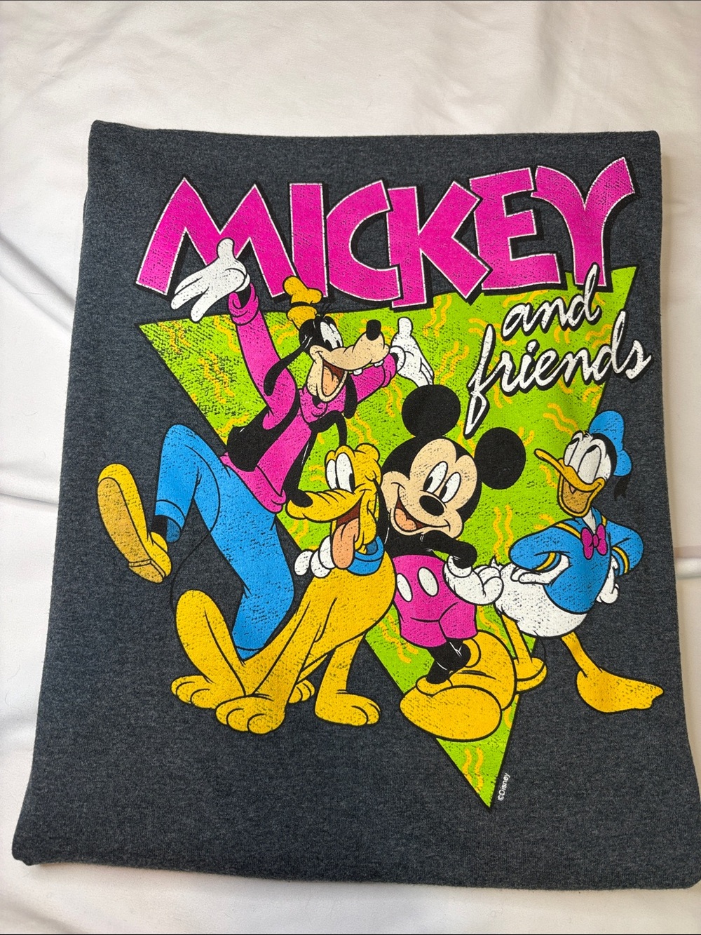 Disney Mickey Mouse and Friends Neon Squad Graphic T-Shirt 90s Geometric Style M